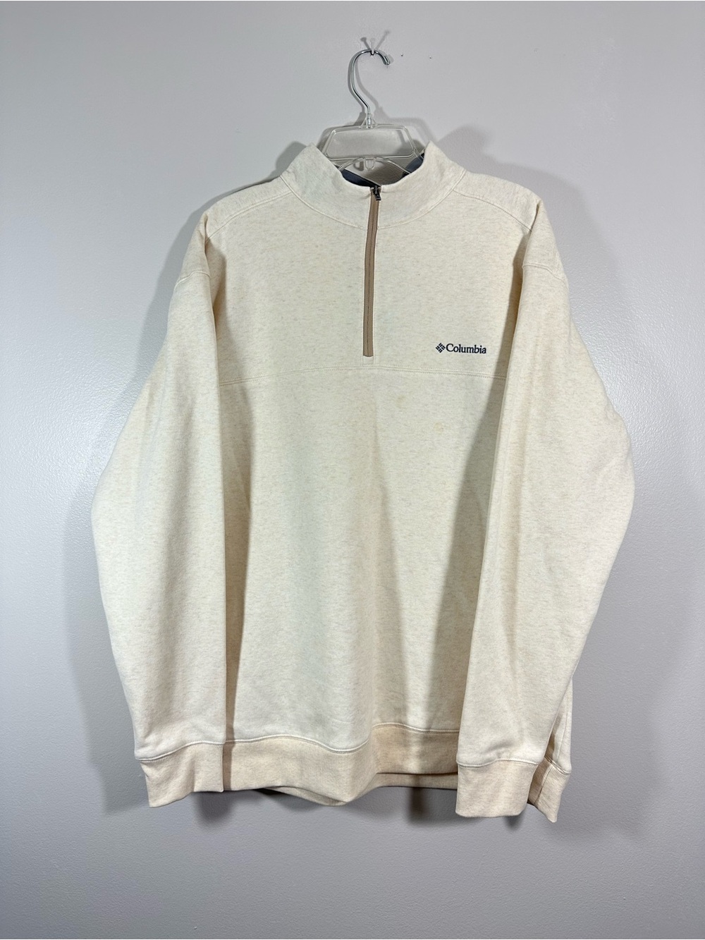 NWT Columbia Mens XL Half Zip Pullover Beige Knit Fleece Sweater Oatmeal Heather